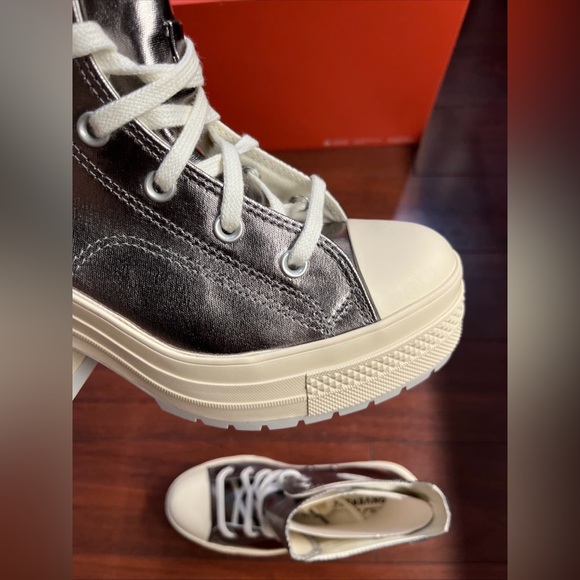 Womens 9 Converse Chuck 70 De Luxe Heel Hi Top Metallic Gunmetal New NO BOX - Picture 11 of 16